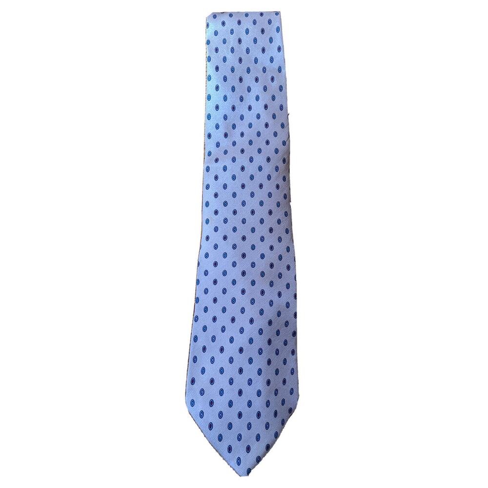 Unbranded men’s beige blue GEOMETRIC SILK NECKTIE TIE made in italy